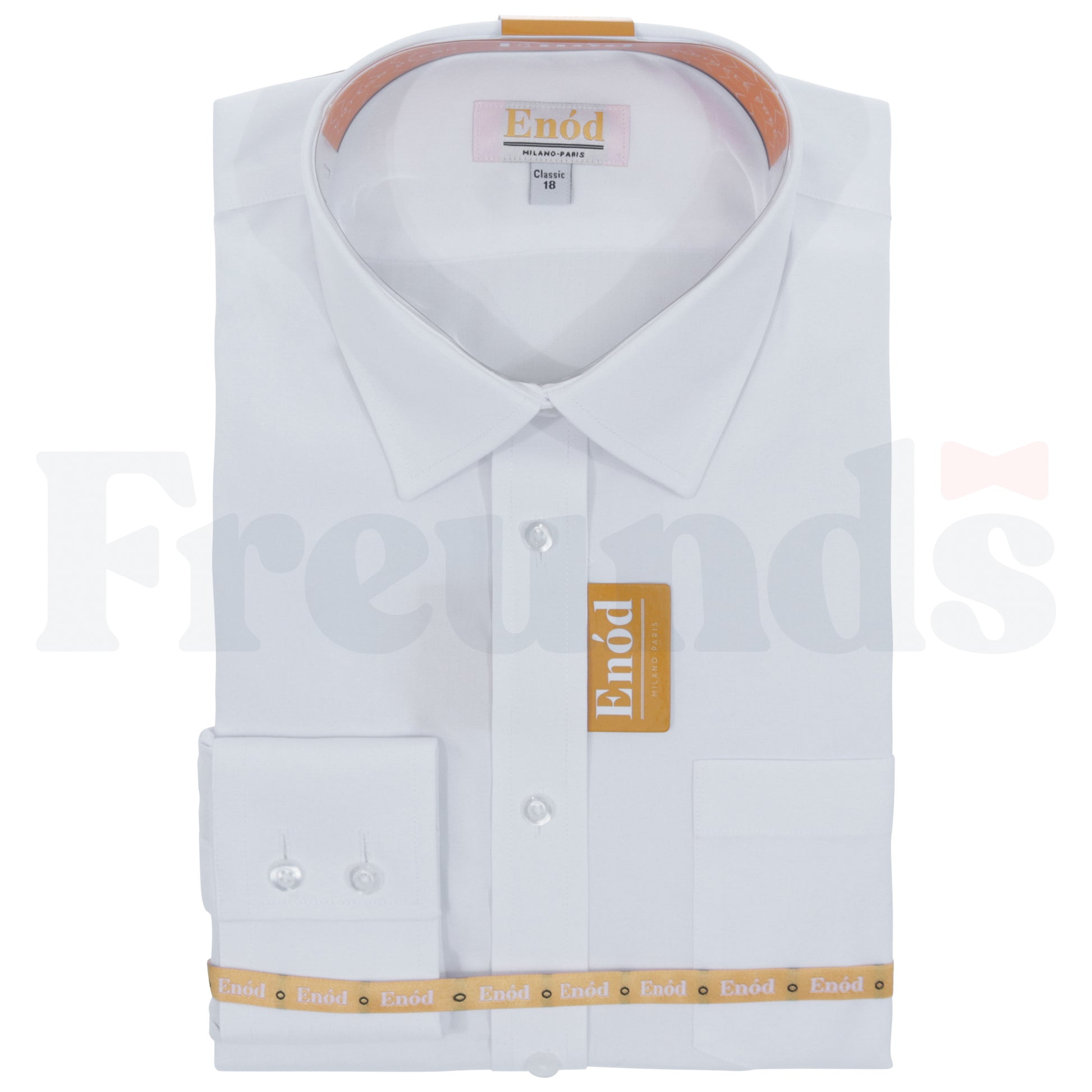 Enod Boys Cotton Blend White Shirt - Pinpoint - Classic Fit - Right Over Left - 026 -