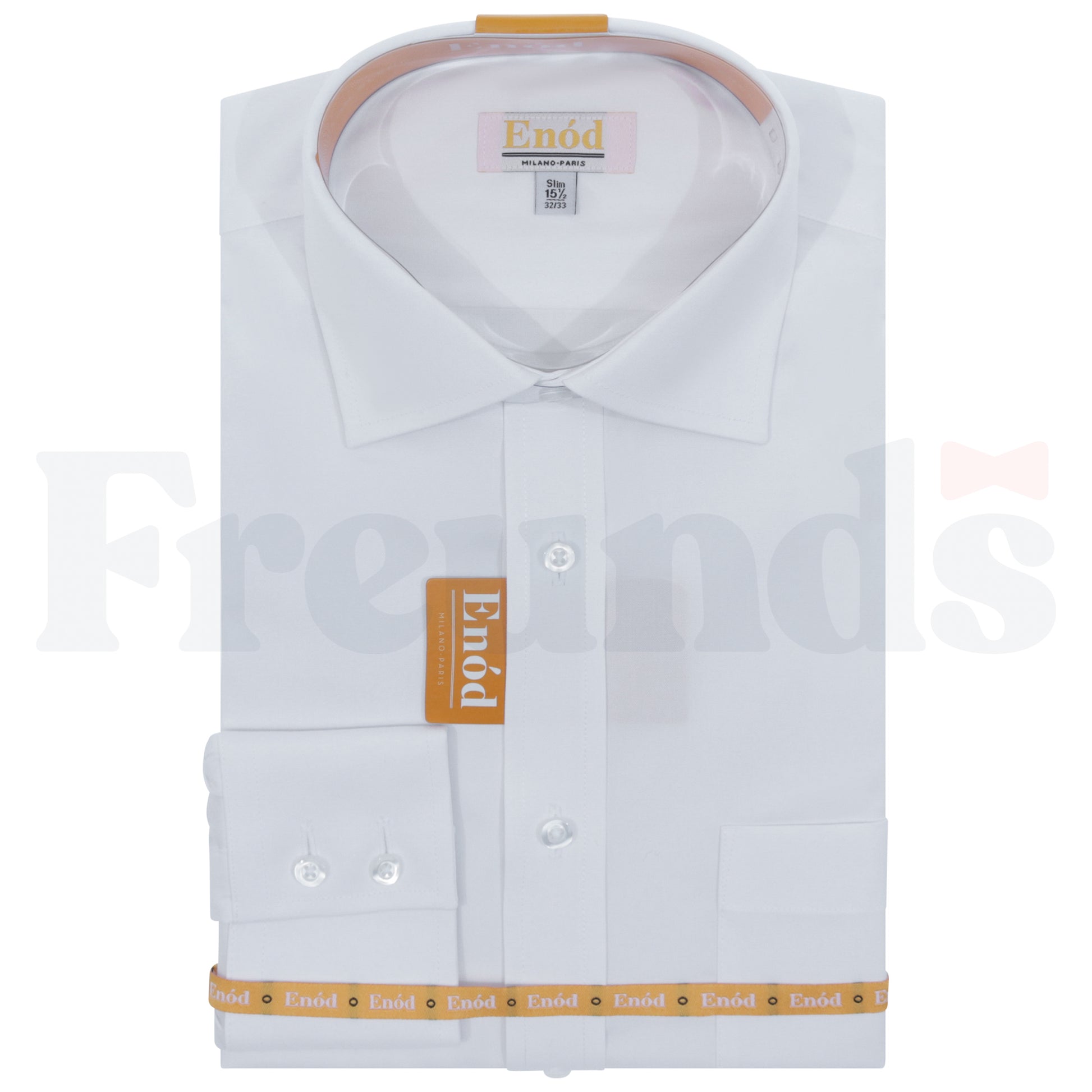 Enod Mens Cotton Blend White Shirt - Pinpoint - Slim Fit - Right Over Left - 026 -