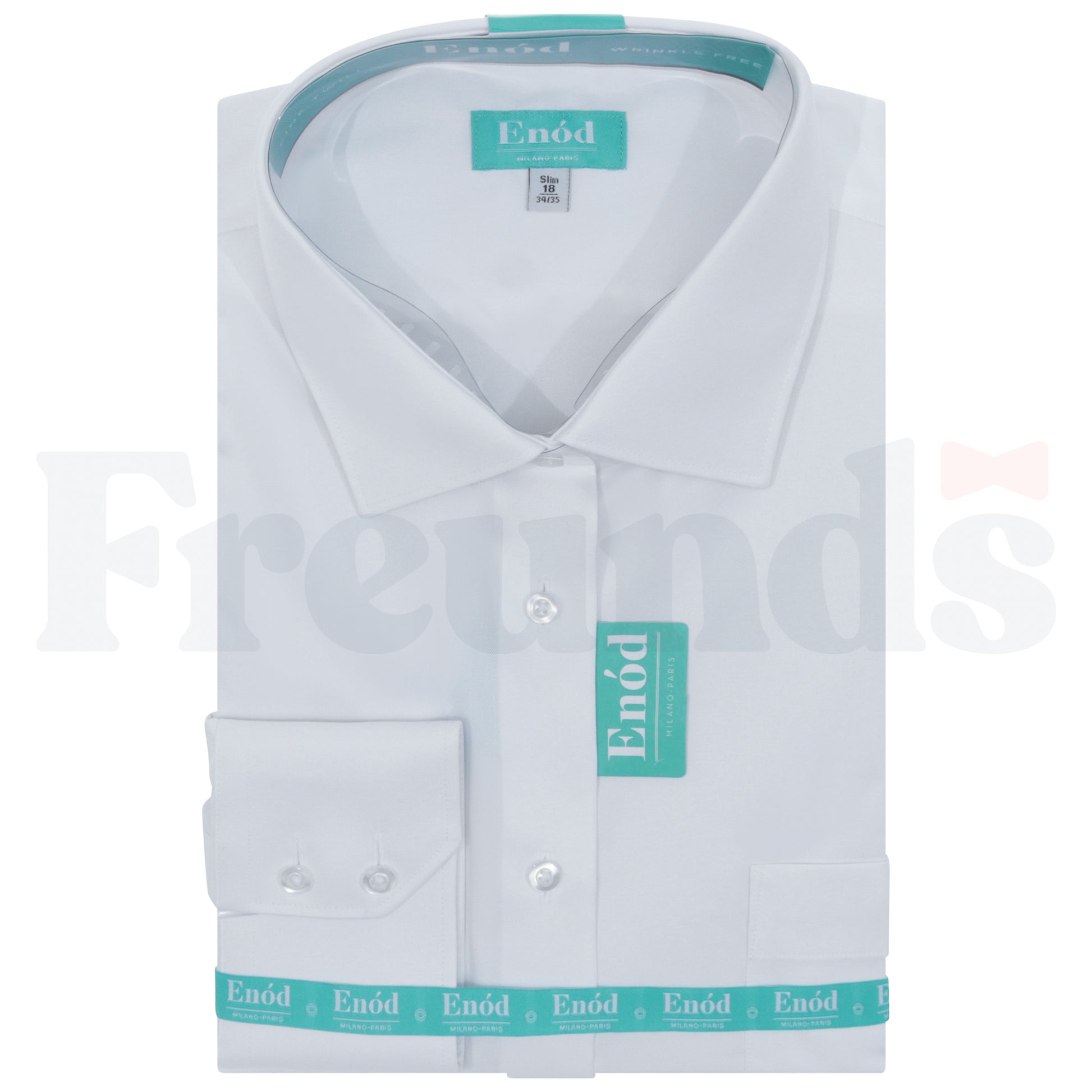 Enod Mens Cotton Blend White Shirt - Twill - French Placket - Classic Fit - Right Over Left - 031 -