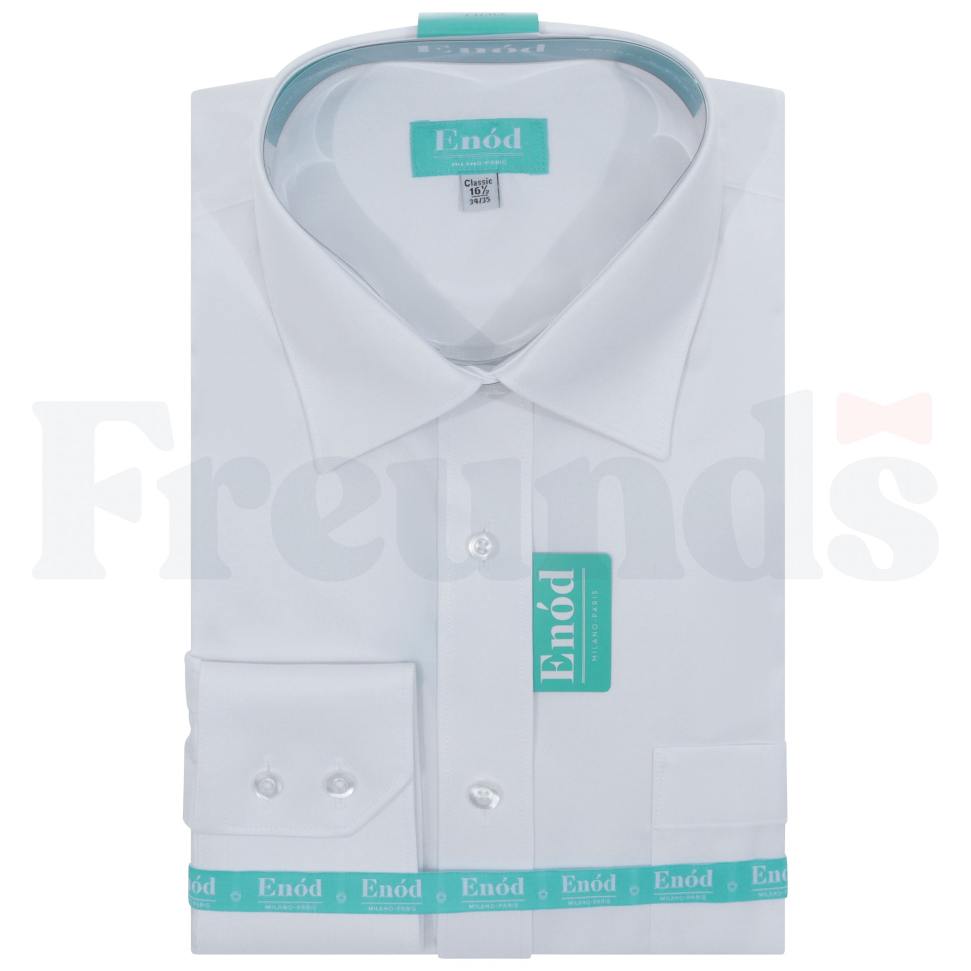 Enod Mens Cotton Blend White Shirt - Twill - Slim Fit - Right Over Left - 031 -