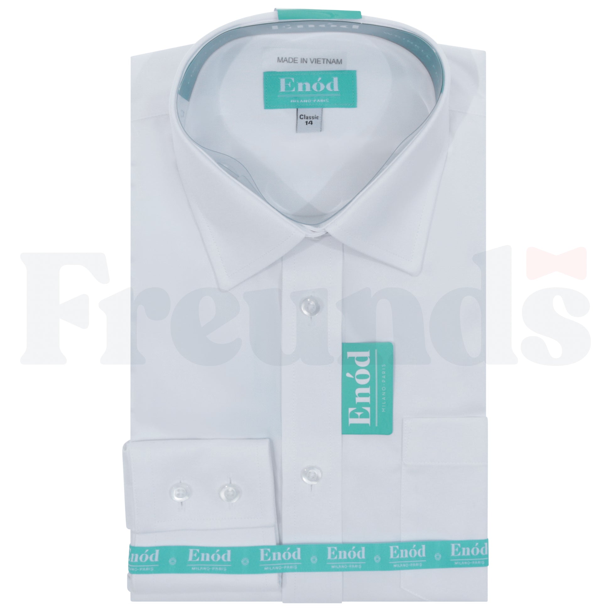 Enod Boys Cotton Blend White Shirt - Twill - Slim Fit - Right Over Left - 031 -