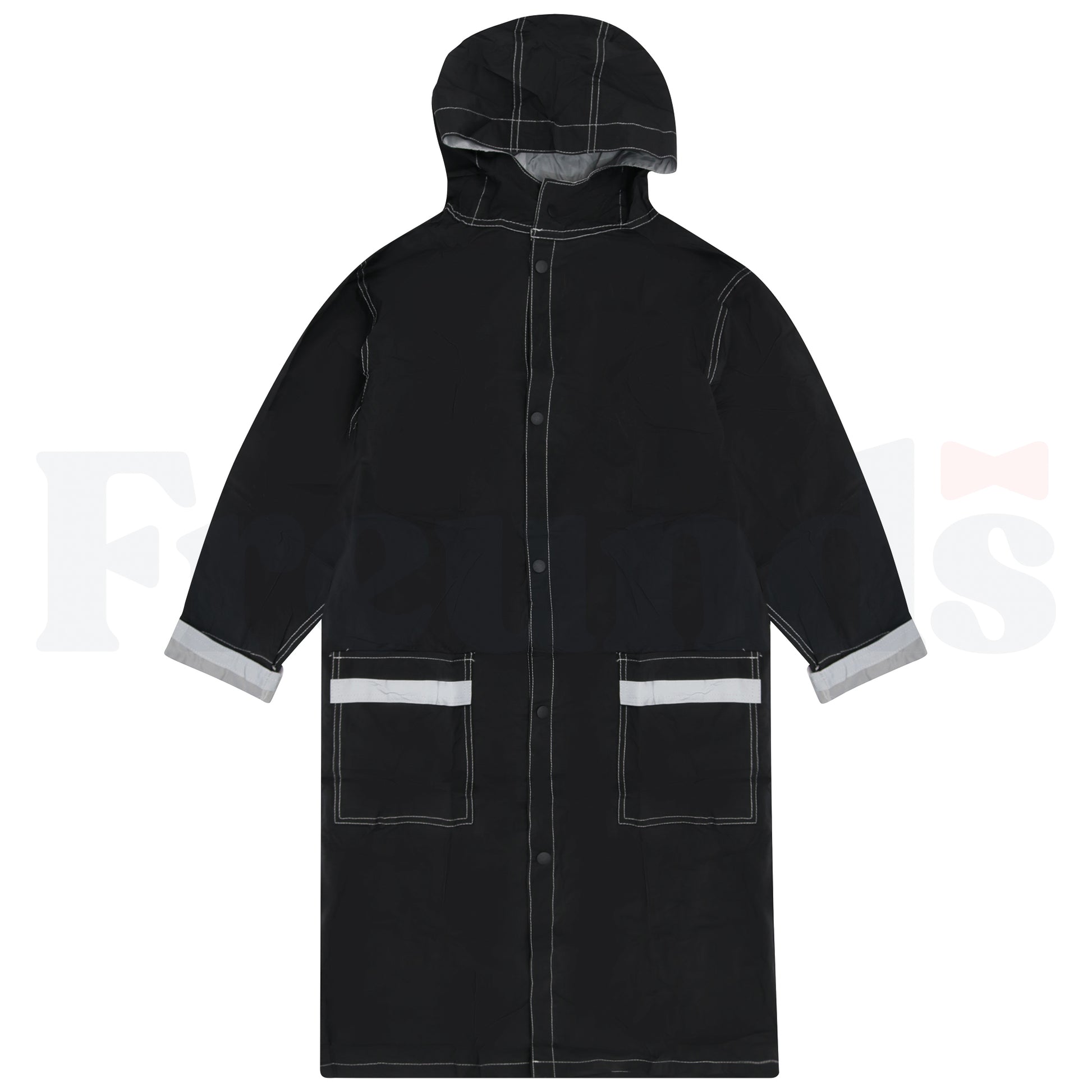 Fit Rite Black Raincoat - Grey Trim - B8103 -