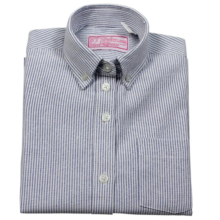 BY Styles Navy and White Stripe Oxford Blouse - G5479 -