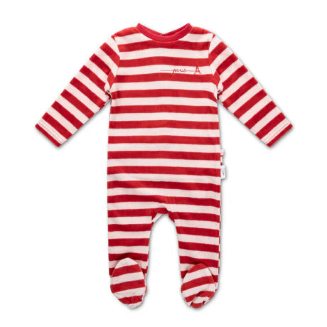 Bunny Love Striped Velour Footie - FP1727 FP2727 - FW24 -