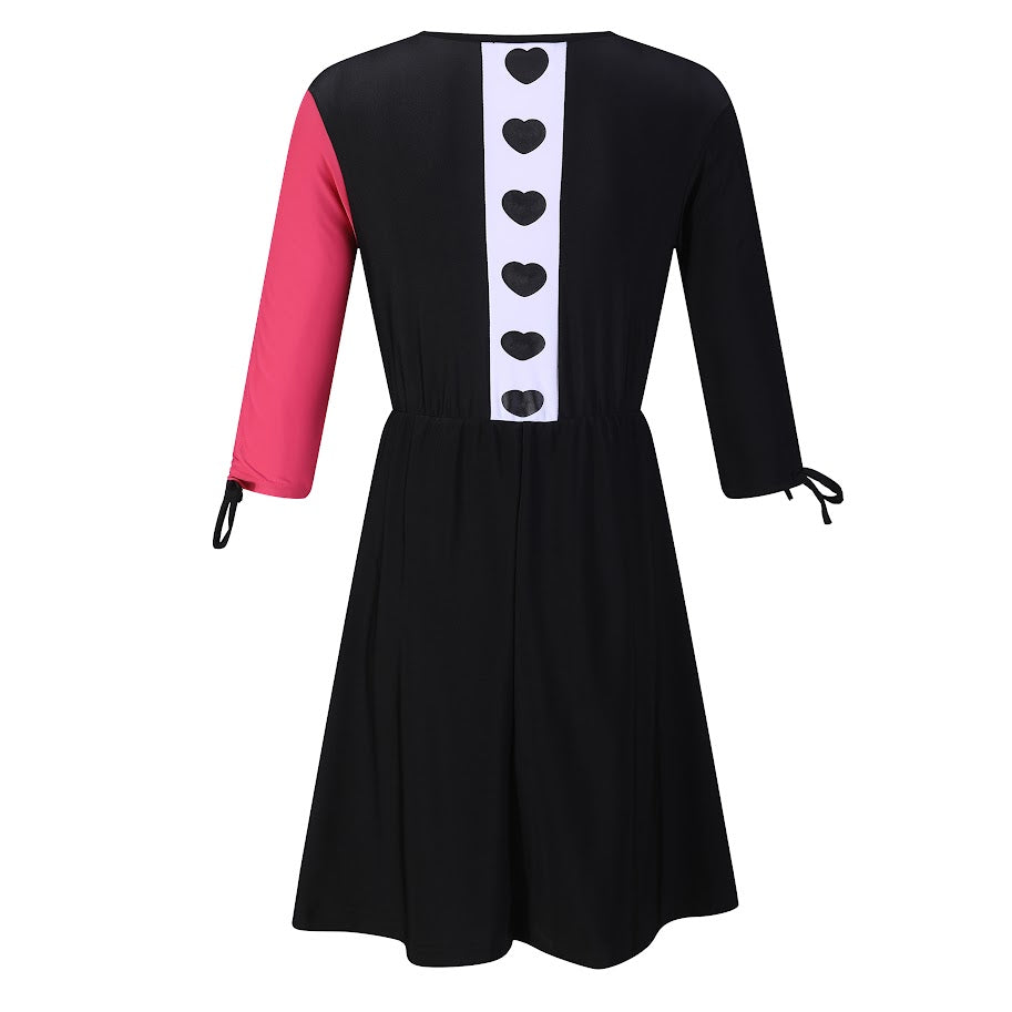 Abstract Girls Swim Dress - Black & Pink Heart Design -