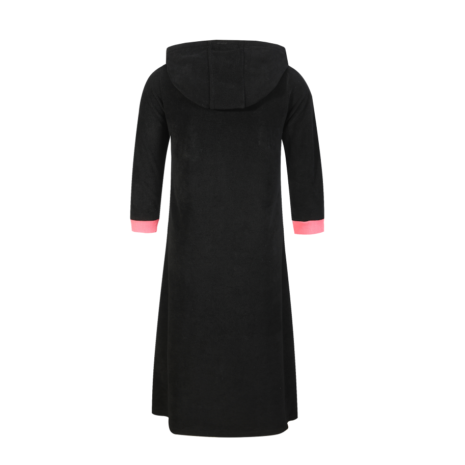 LandsKid Girls Terry Robe w/ Zipper - Black/Mauve -