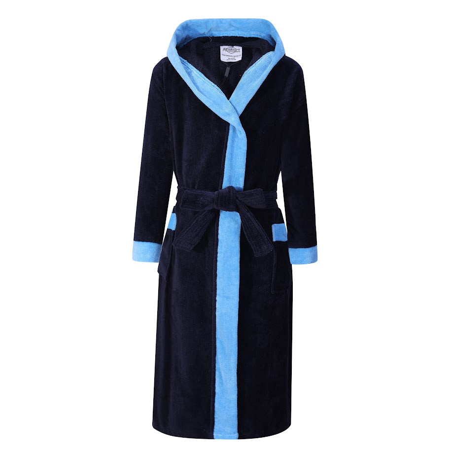 Abstract Boys Lightweight Terry Robe - Black/Teal -
