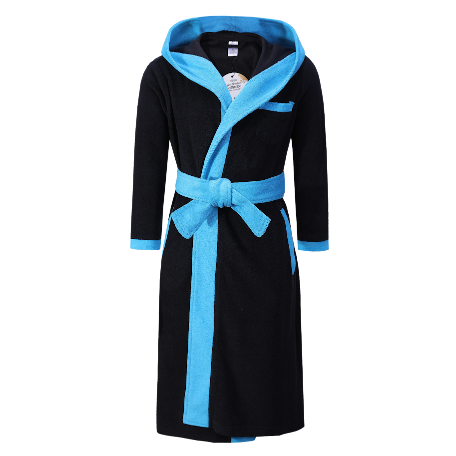 Abstract Boys Plush Navy Terry Robe -