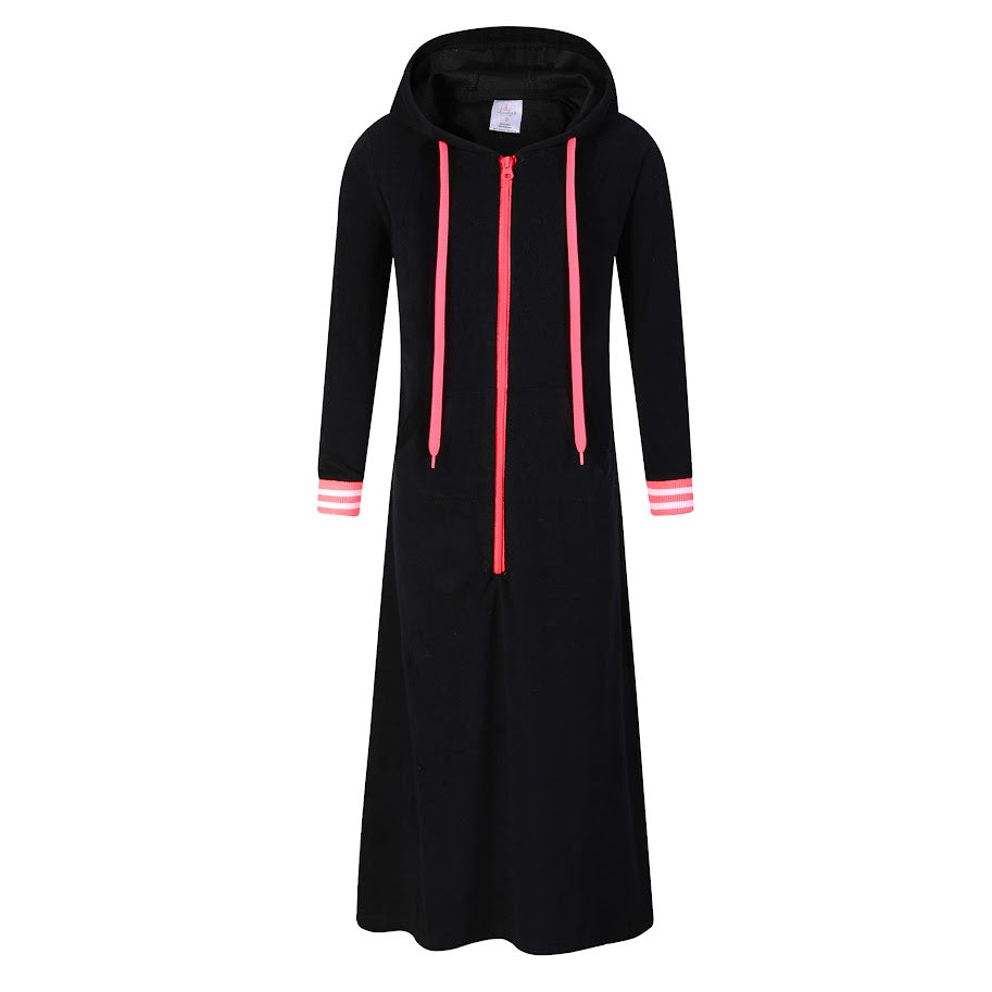 Landskid  Girls Lightweight Varsity Design Terry Robe W/ Zipper -