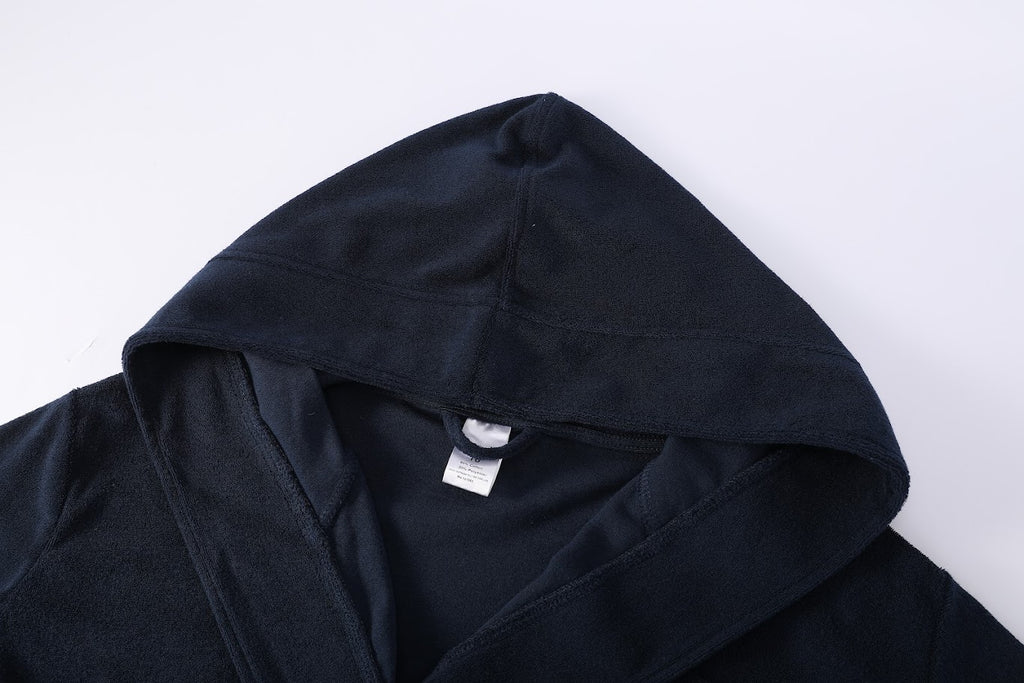 Abstract Mens Lightweight Terry Robe - Navy -