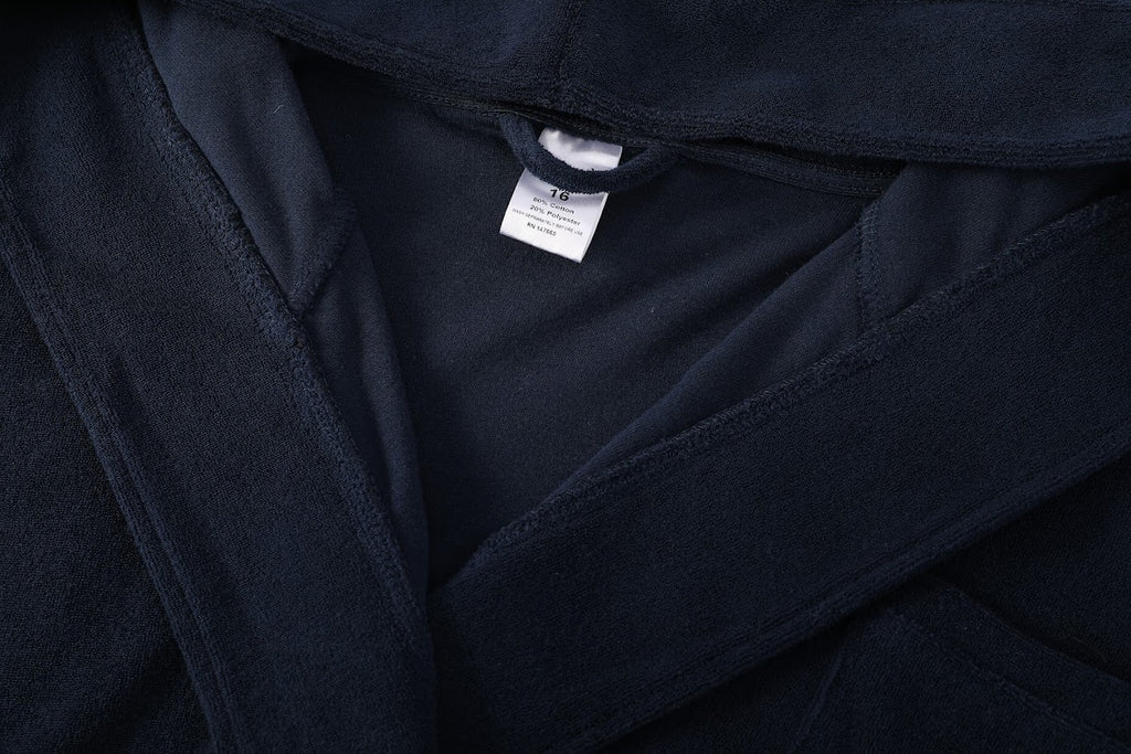 Abstract Mens Lightweight Terry Robe - Navy -