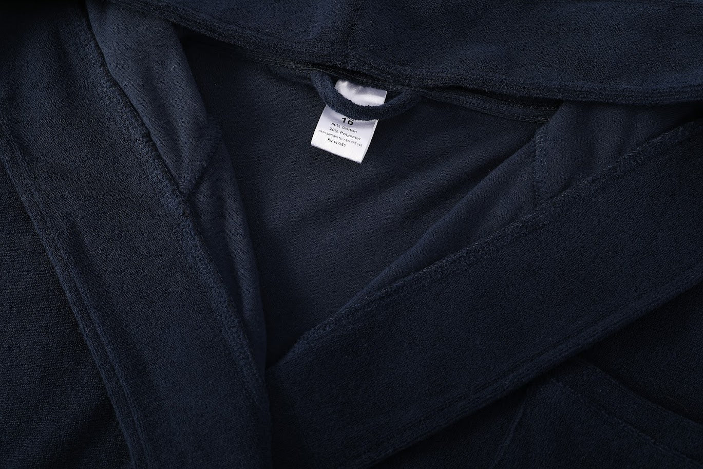 Abstract Mens Lightweight Terry Robe - Navy -