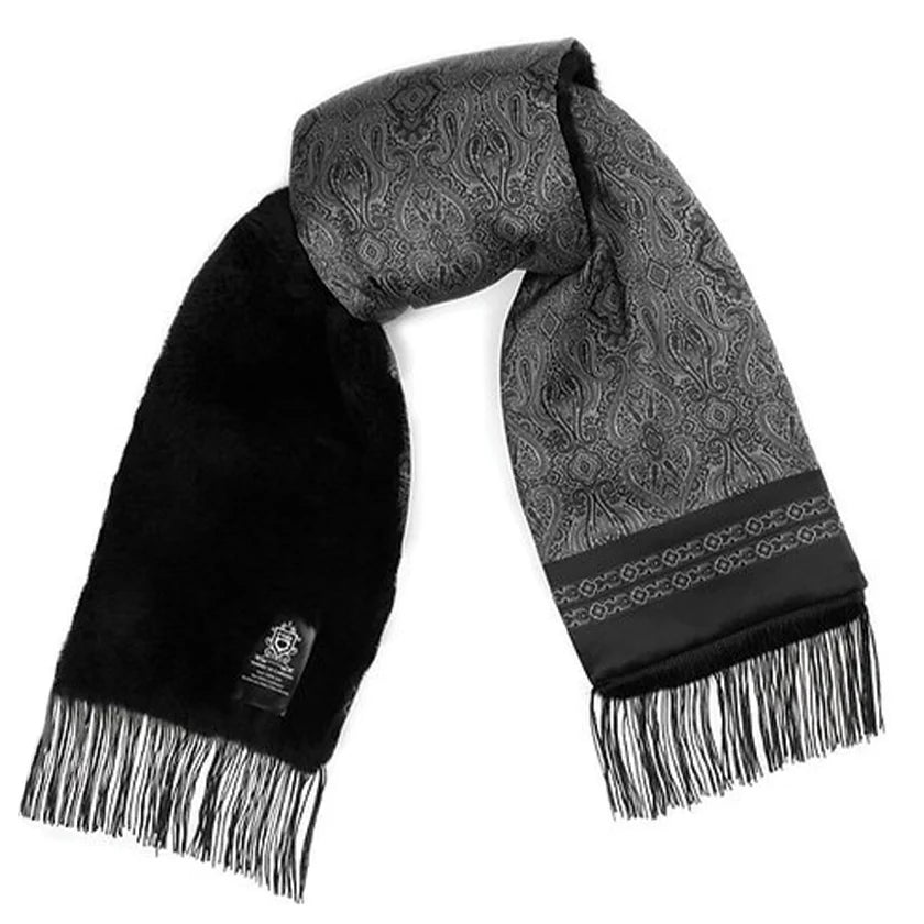Lucci Mens Silk & Faux Fur Scarf -