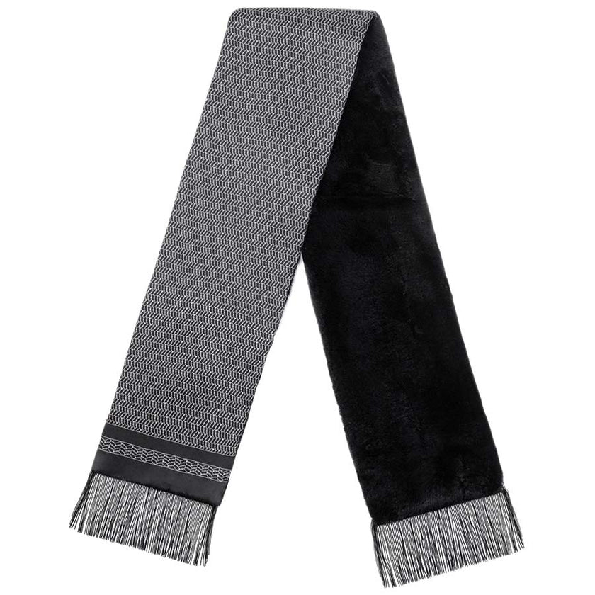 Lucci Mens Silk & Faux Fur Scarf -