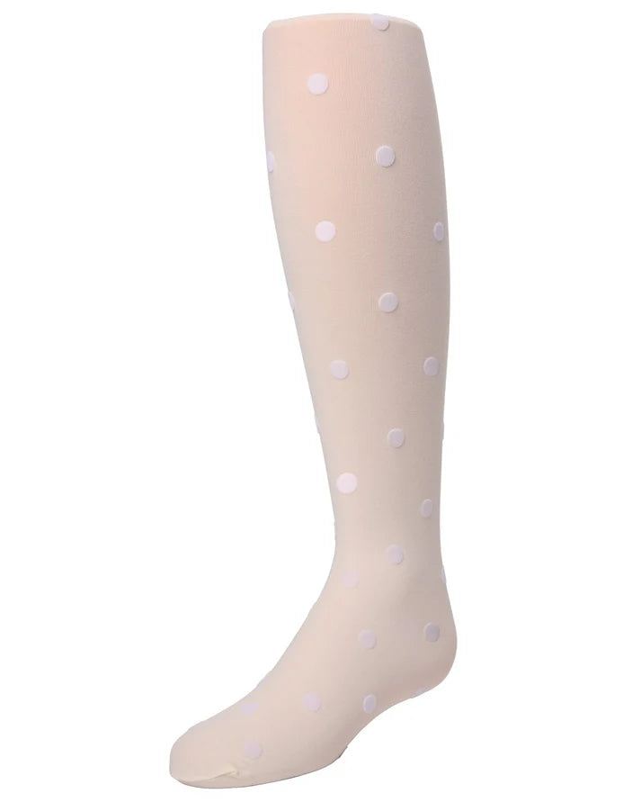 MeMoi Girls Tights - Flocked Polka Dot Design - MK-744 -