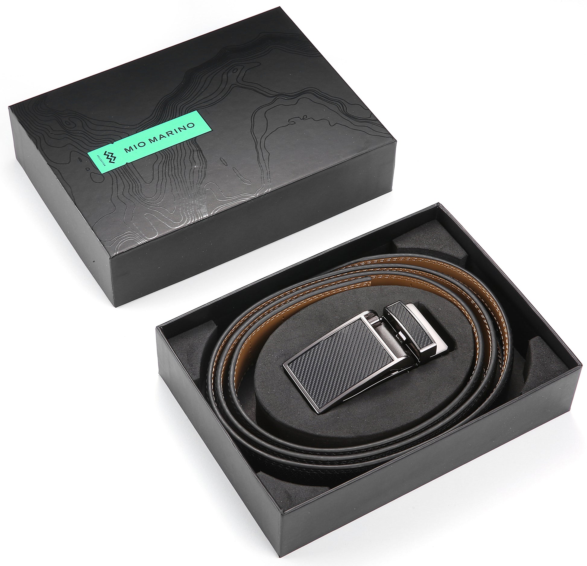 Mio Marino Mens Genuine Leather Track Belt - Gift Box -