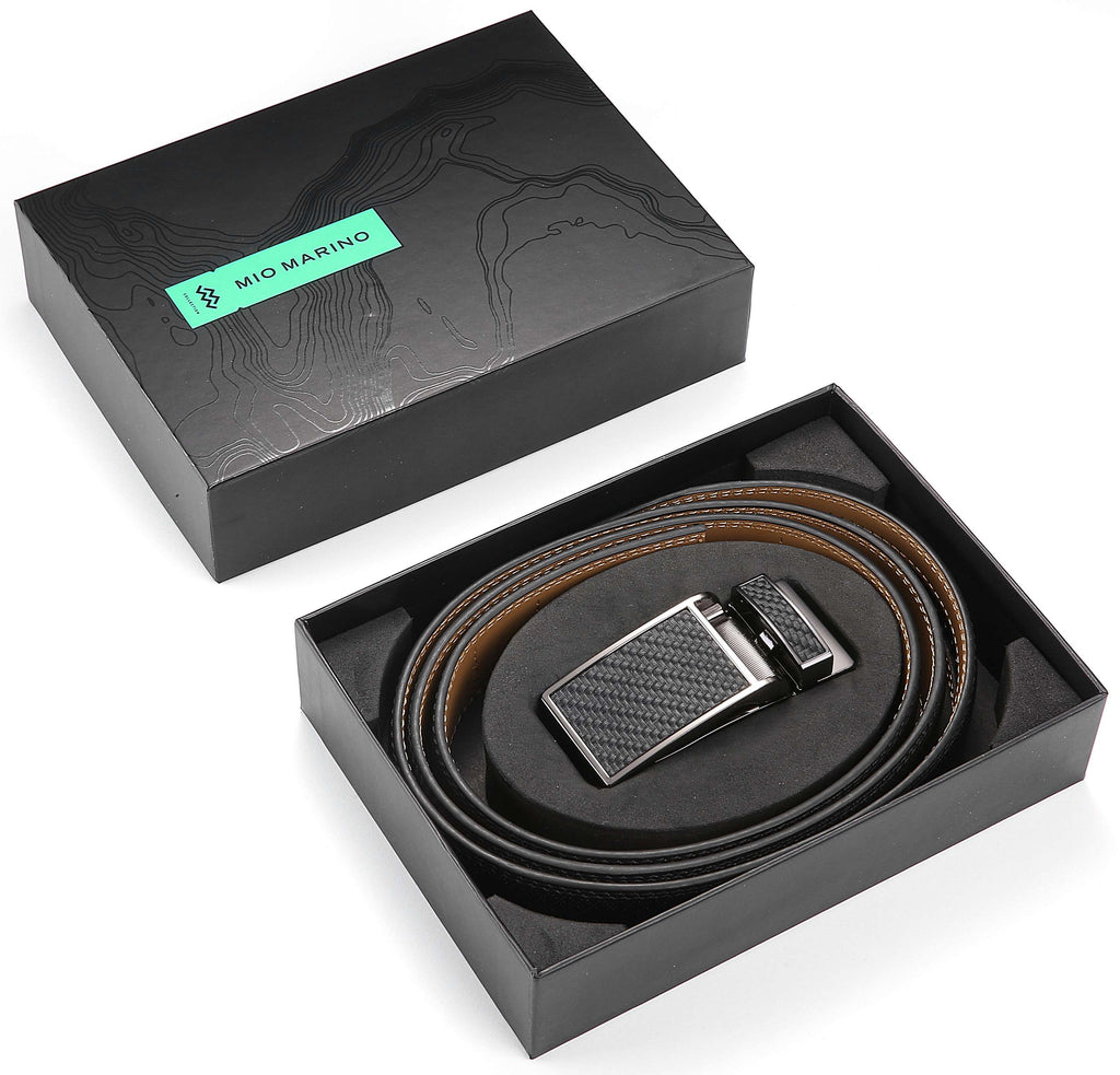 Mio Marino Mens Genuine Leather Track Belt - Gift Box -