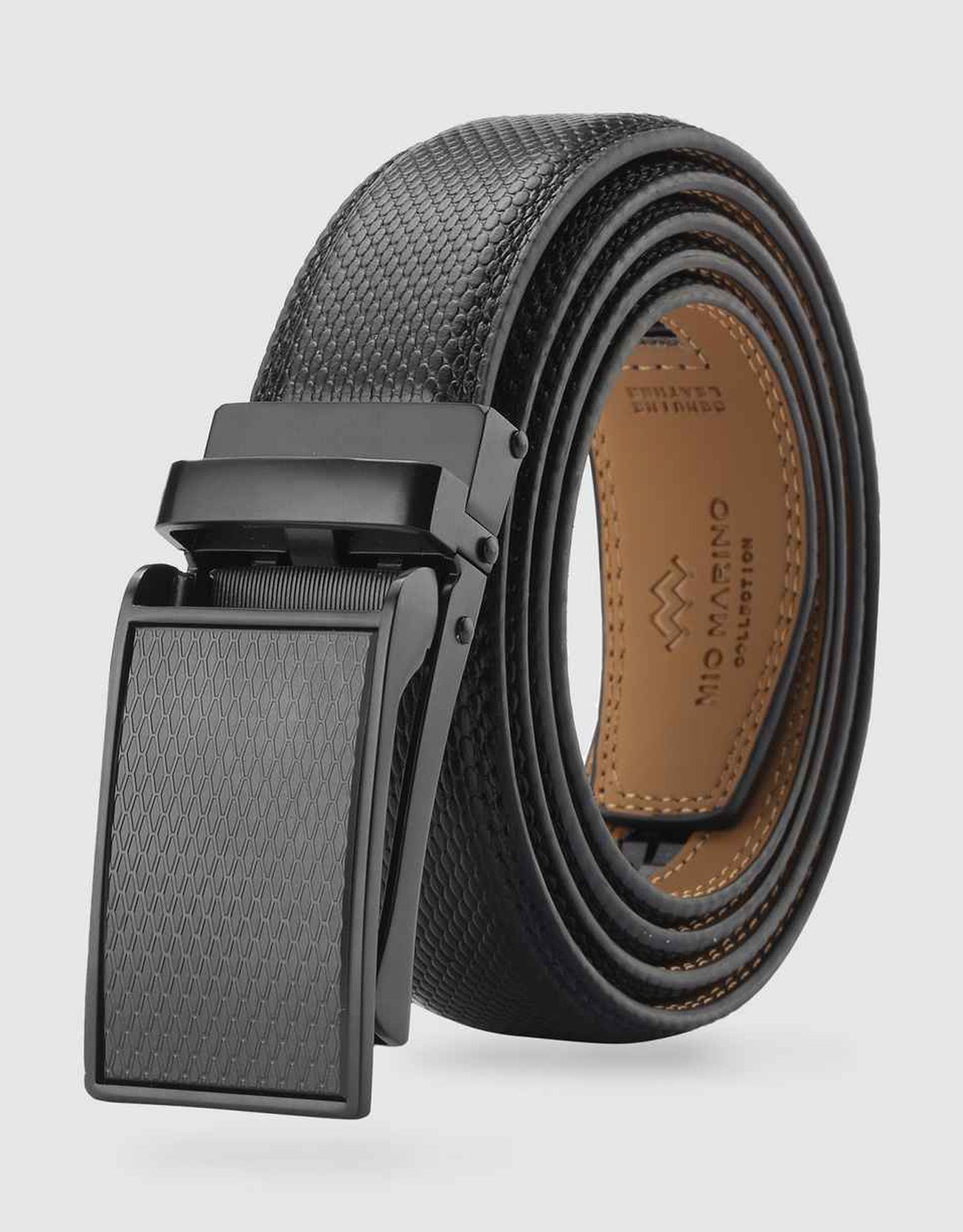 Mio Marino Mens Genuine Leather Track Belt - Gift Box -