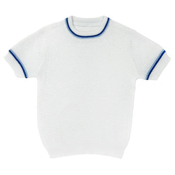 Tior 2 Tone Stripe Short Sleeve Sweater - ST1133 - SS25 -