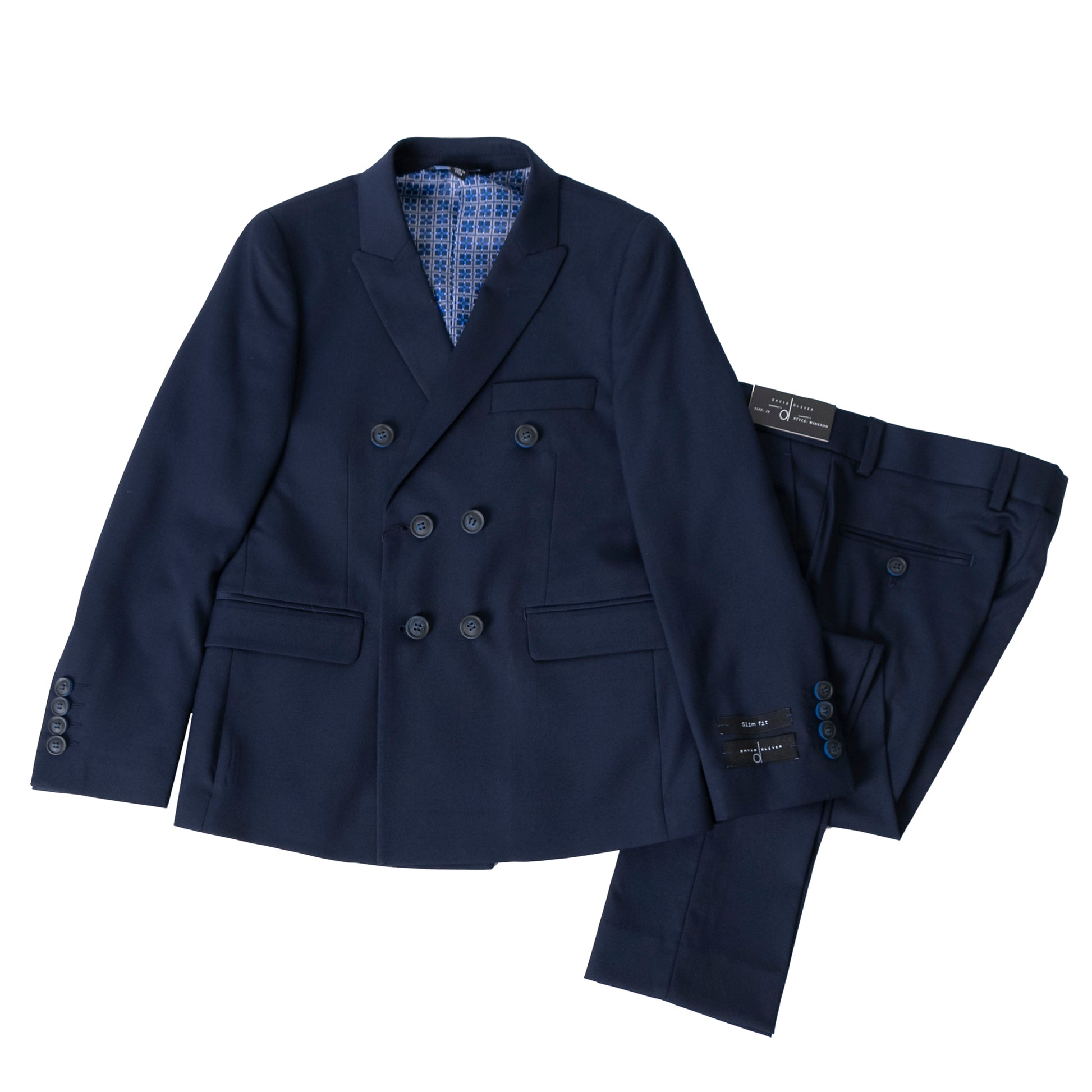 David Oliver Boys 2-Piece Double Breasted Suit - Slim Fit - Winston -