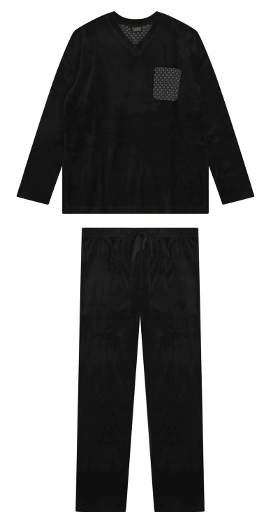 Yugo Sport V-Neck Velour Pinted Pajamas - w/ Pockets - 9287 -