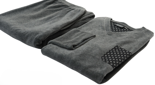 Yugo Sport V-Neck Velour Pinted Pajamas - w/ Pockets - 9287 -