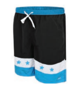 Abstract Boys Swim Pants - Black, White and Blue w/ Stars -