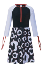 LandsKid Ladies Swim Dress - Black and White w/ Flowers -