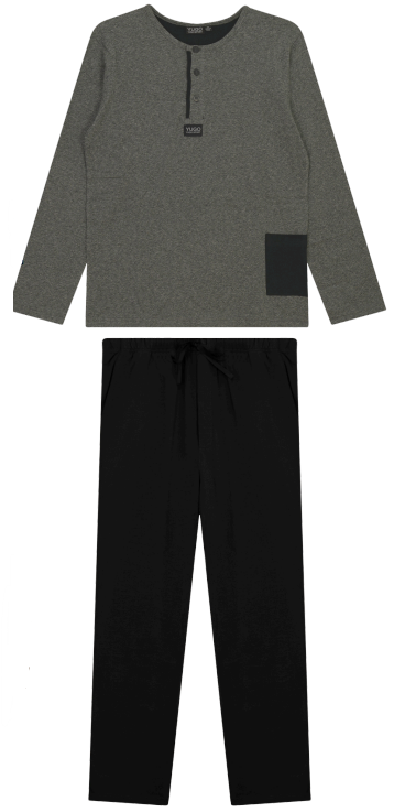 Yugo Sport Knit Pajamas - Round Neck - 3 Buttons - 9268 -