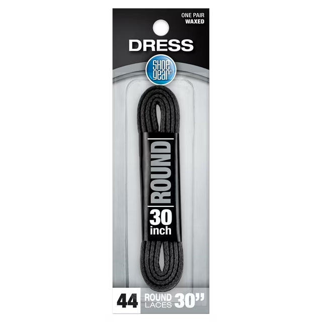 Shoe Gear 30" Black Round Waxed Shoe Laces