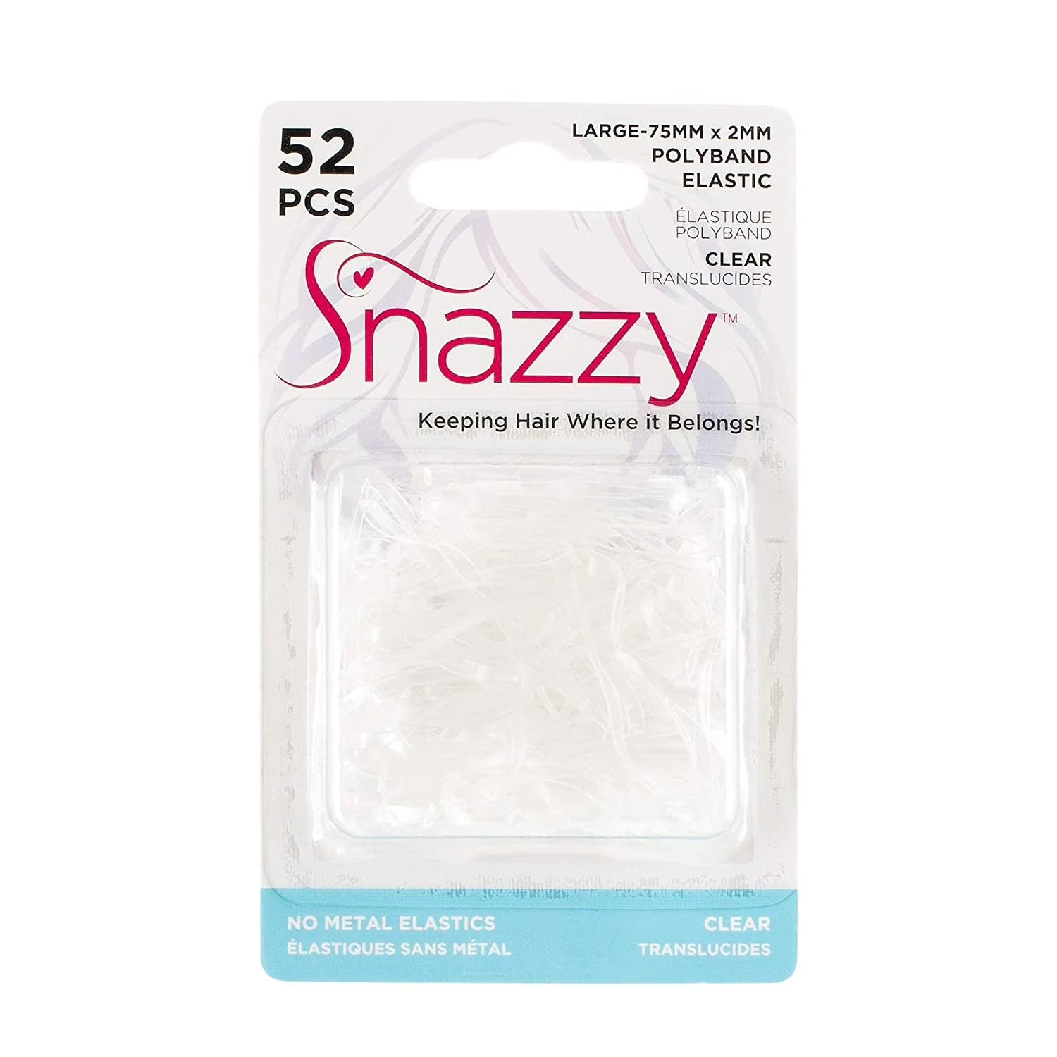 Snazzy Ouchless Clear Pony Elastic -52 Ct.