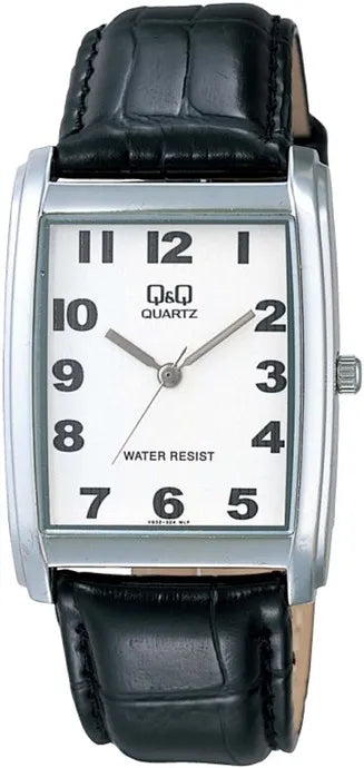 Q&Q  Crocodile Leather Watch W/ Rectangular Face