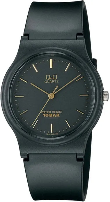Q&Q Water Resistance Elastic Band Wrist Watch - Black Face - VP46J003Y