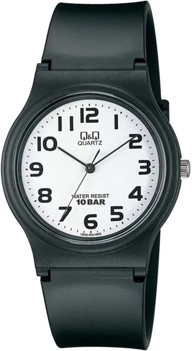 Q&Q Water Resistance Elastic Band Wrist Watch - White Face - VP46J005Y