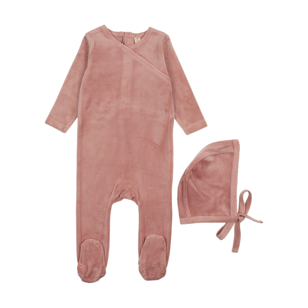Bonjoy Velour Scalloped Collar Footie Set - FW25 -