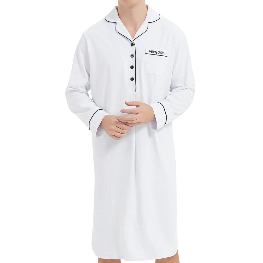 Ven Dave Mens Knit White Nightshirt - G06 -