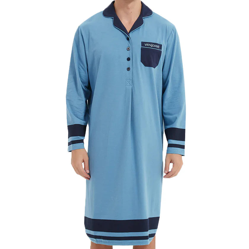 Ven Dave Mens Knit Nightshirt - Blue - G08 -