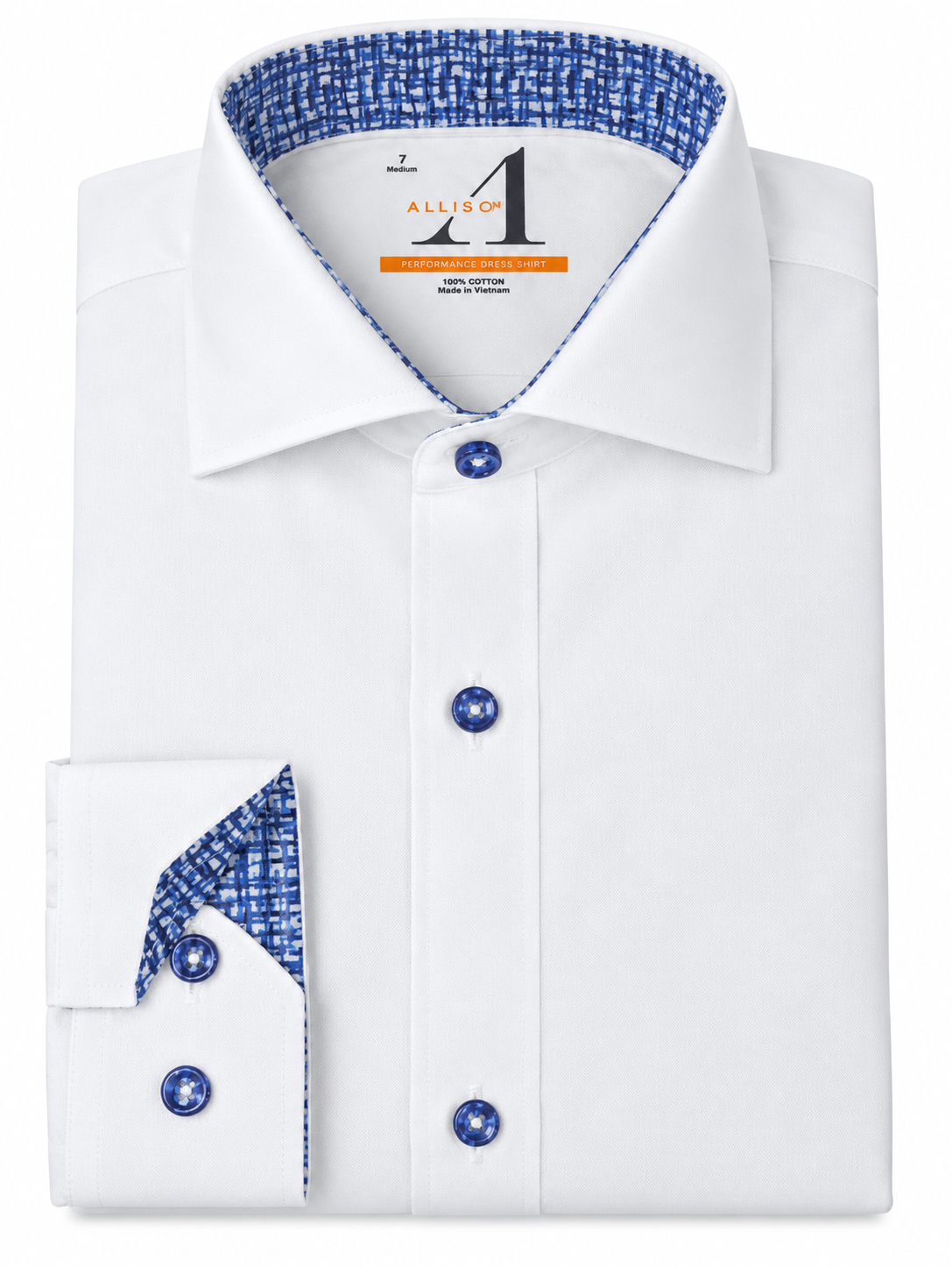 Alviso Boys Contrast White Shirt - Button Cuff - Classic Fit - Navy/Blue - 4590 - FW26 -