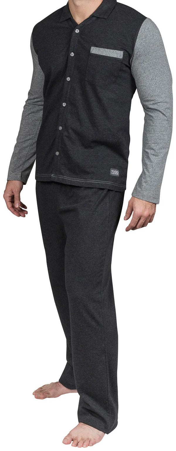 Yugo Sport Button Down Knit Pajamas - Small Collar - 9241 -