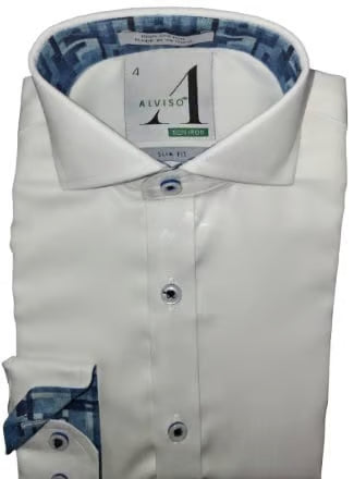 Alviso Boys Contrast White Shirt - Squared - 4534 - Slim Fit - FW24 -