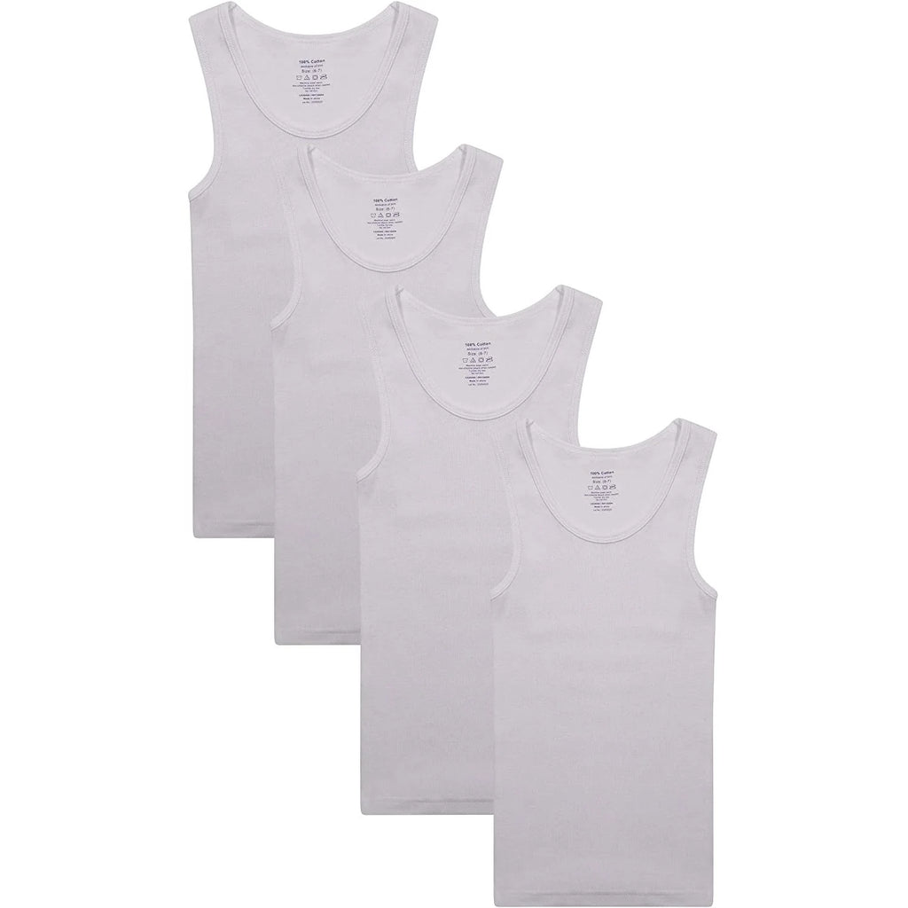 All Navy Boys White Undershirts - 4 Pack -