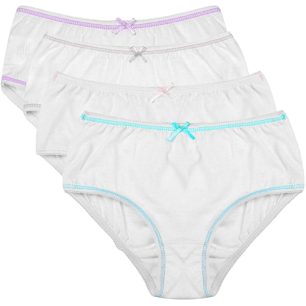 All Navy Girls White Briefs - 4 Pack -