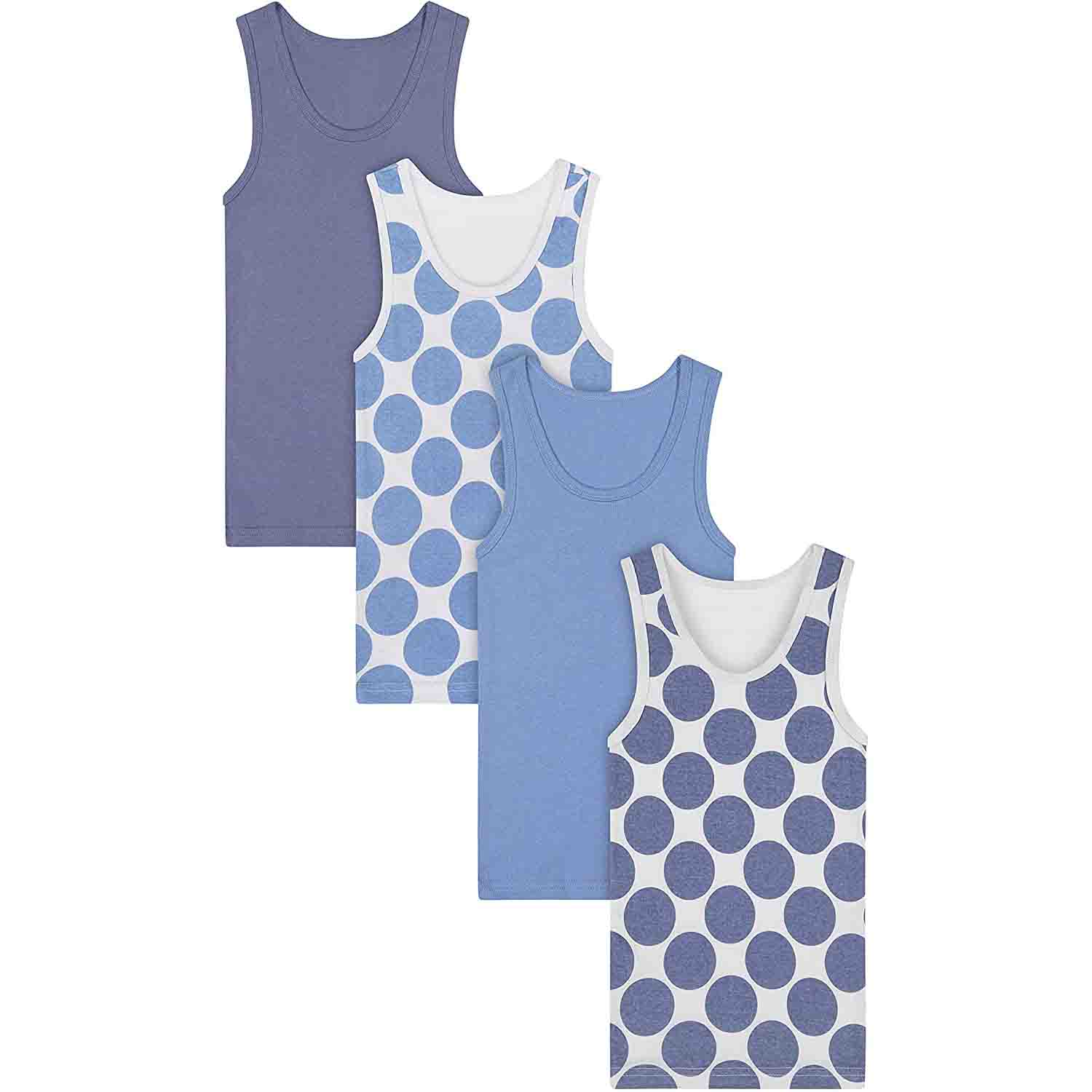 All Navy Boys Printed Undershirts - Polka Dot - 4 Pack -