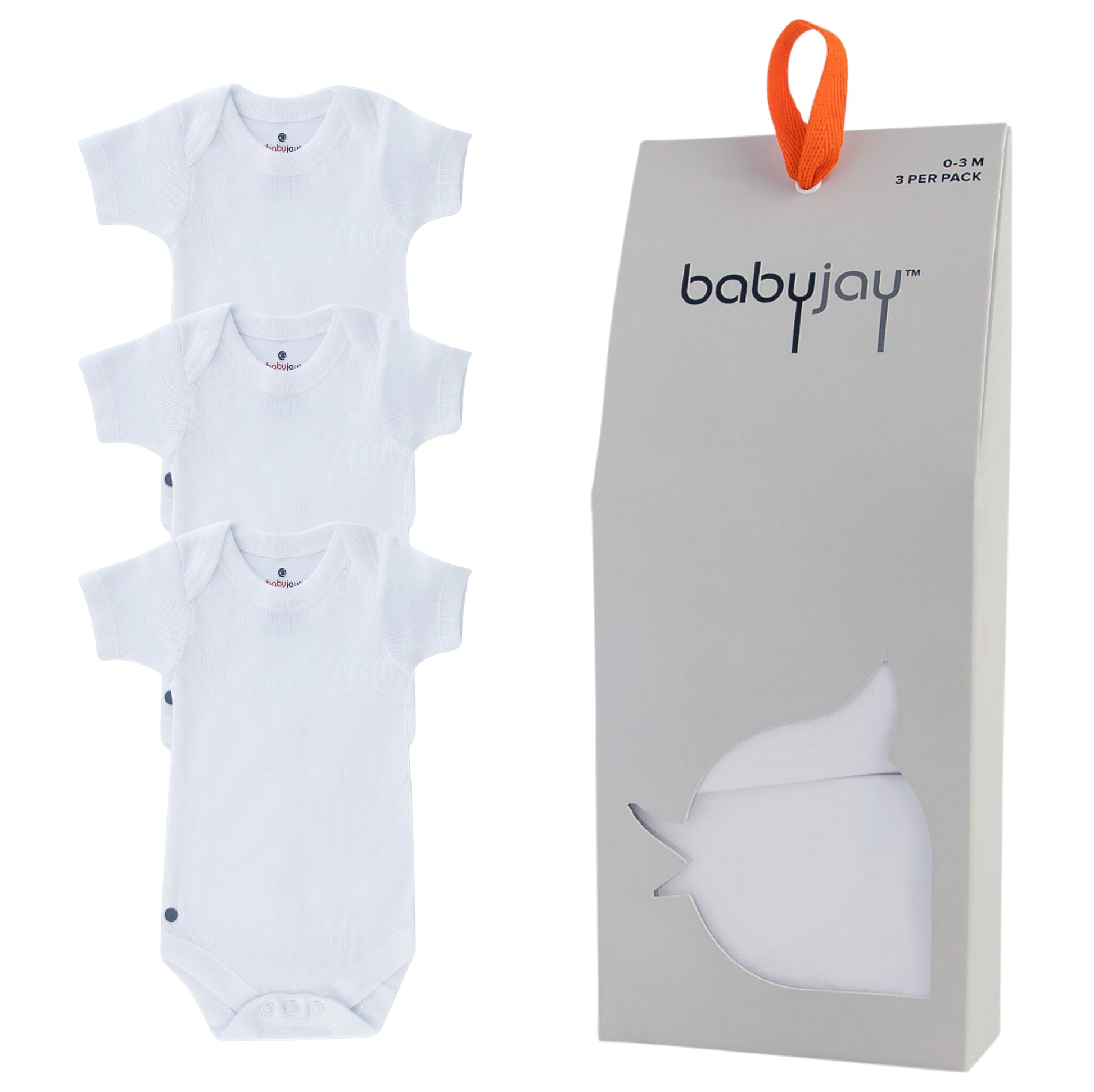 Baby Jay White Short Sleeve Onesie - 3 Pack -