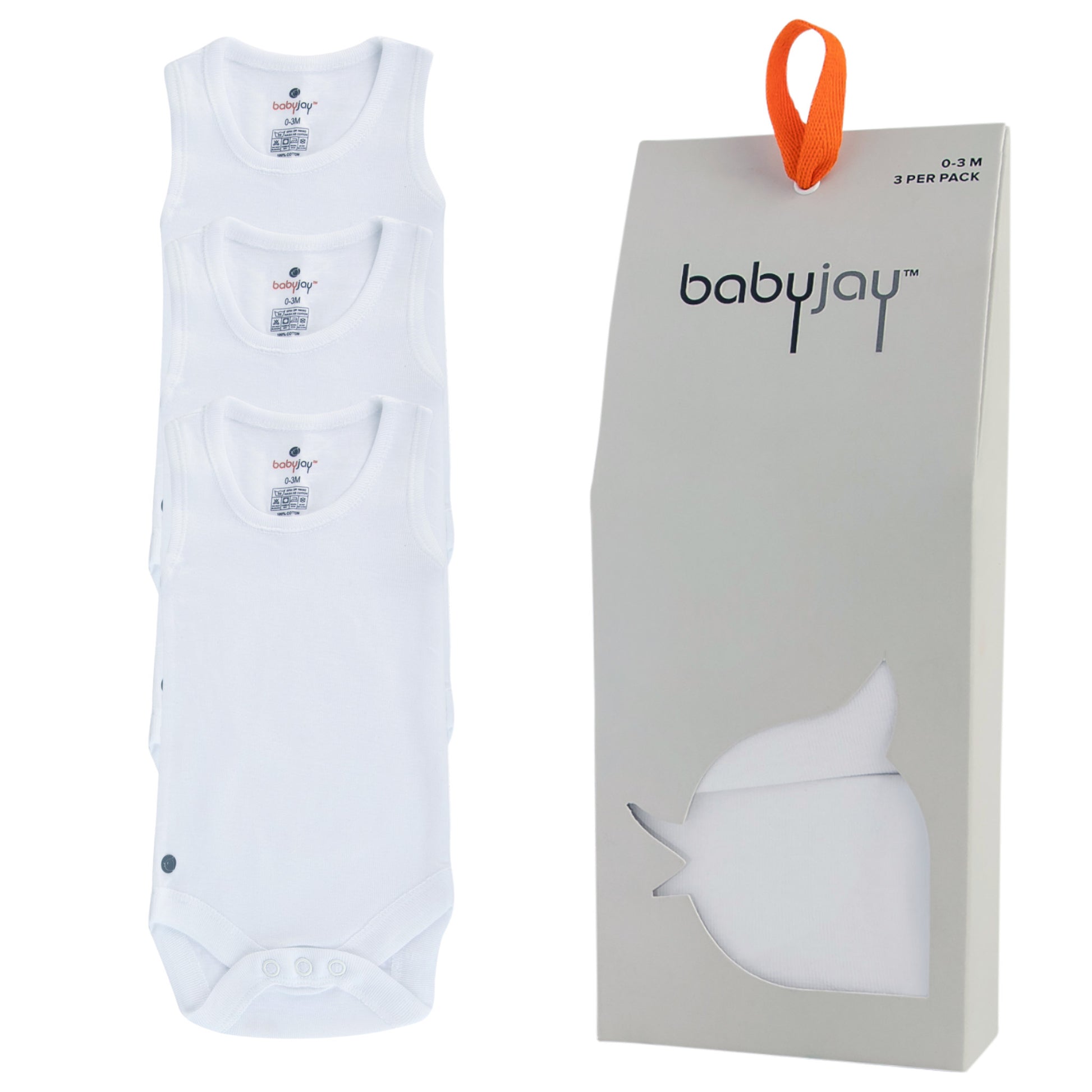 Baby Jay White Sleeveless Onesie - 3 Pack -