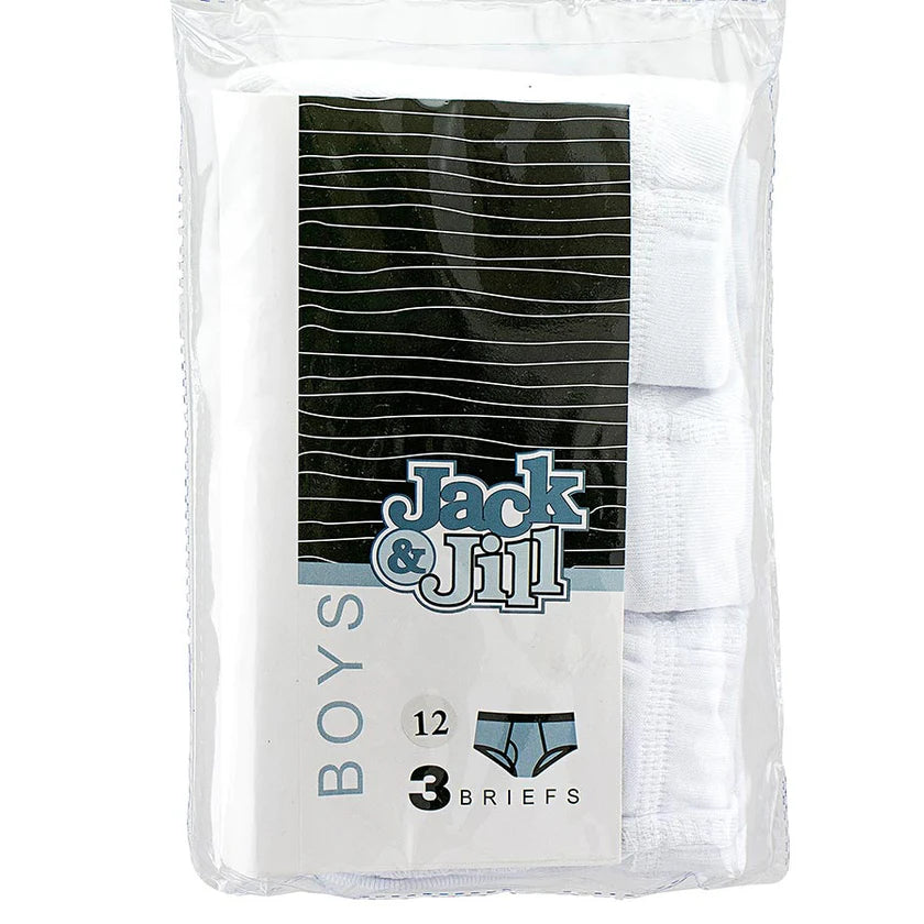 Jack & Jill Boys White Briefs - 3 Pack -