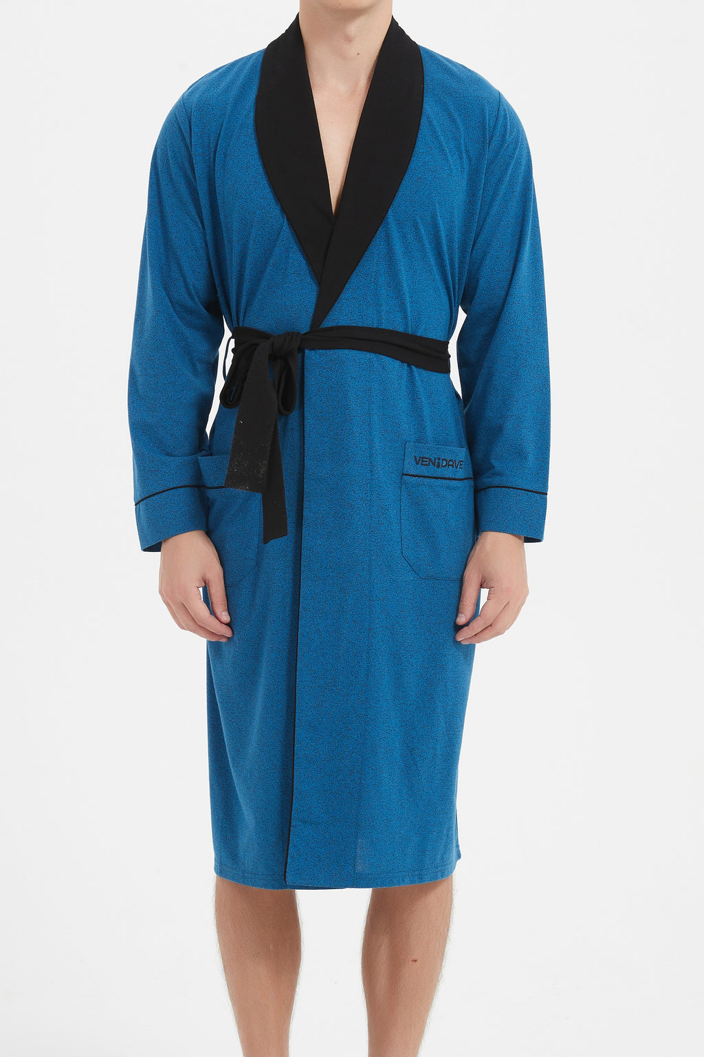 Ven Dave Mens Wrap Robe - Grey & Black - R06 -