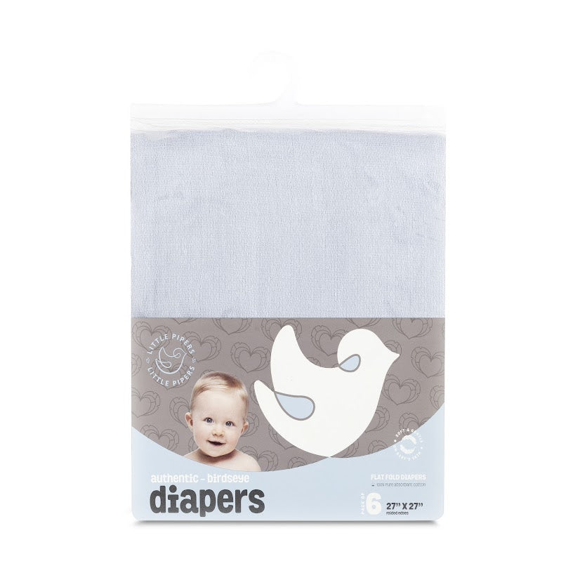 Little Pipers Birdseye Diapers - 6 Pack -