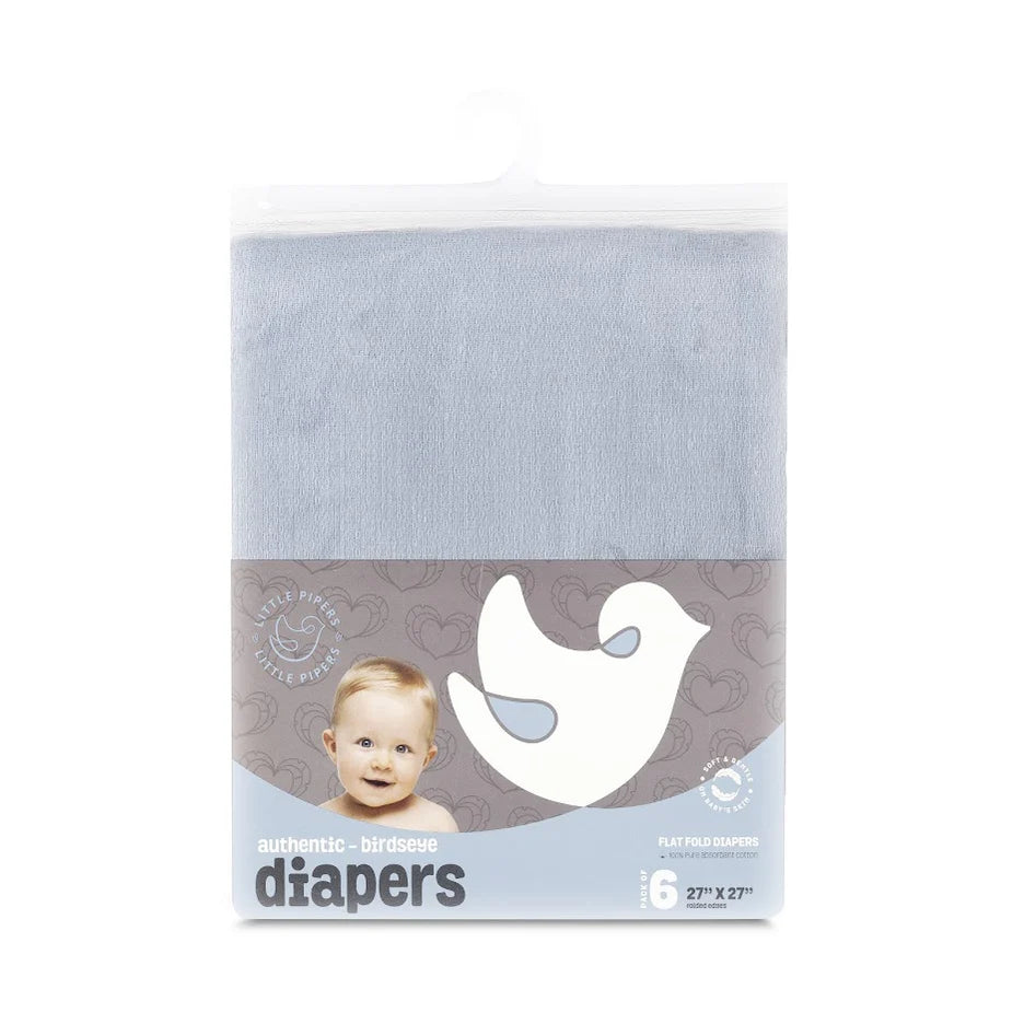 Little Pipers Birdseye Diapers - 6 Pack -