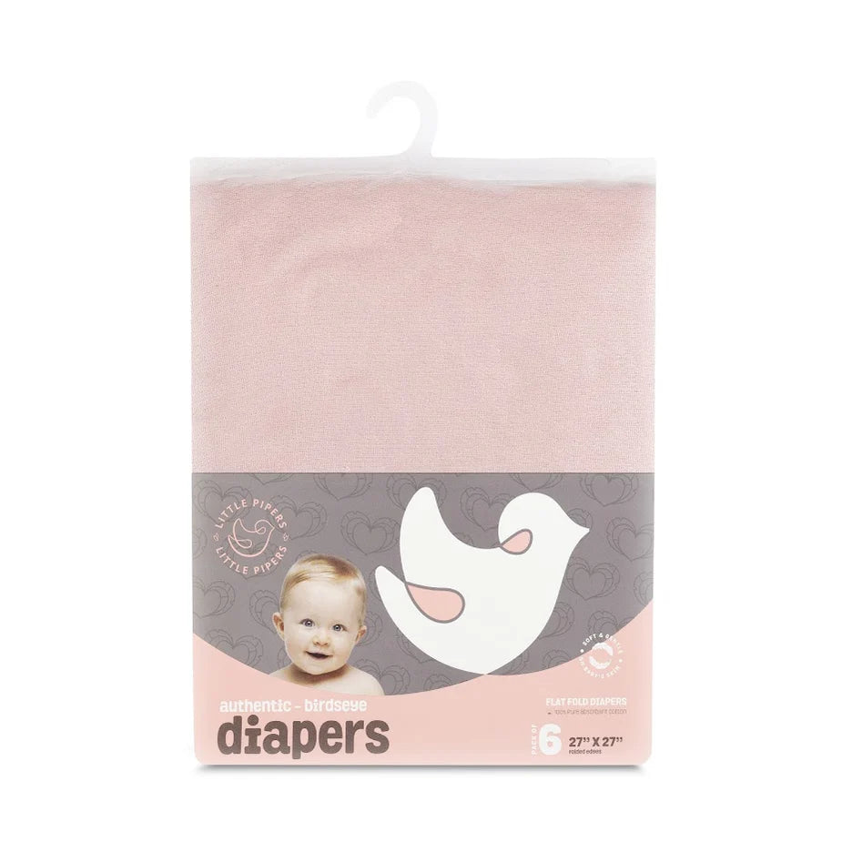 Little Pipers Birdseye Diapers - 6 Pack -